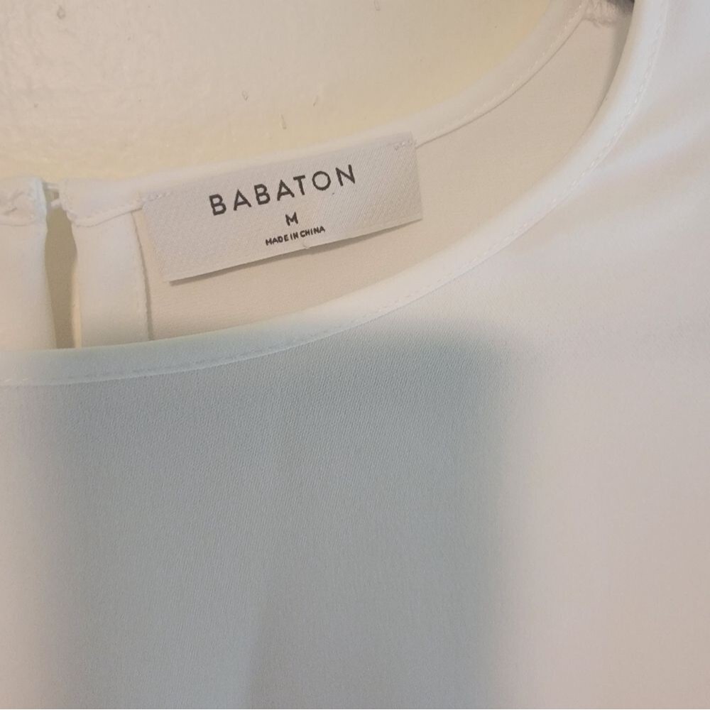 Babaton Satin Puff Long Sleeve White Blouse Medium - Picture 6 of 6